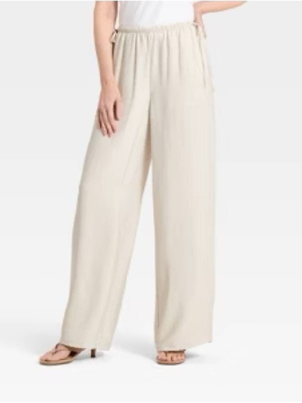 a new day Cream Wide-Leg Drawstring Pants